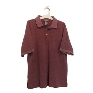 L.L.Bean Men's Front Pocket Polo Heather Red Medium